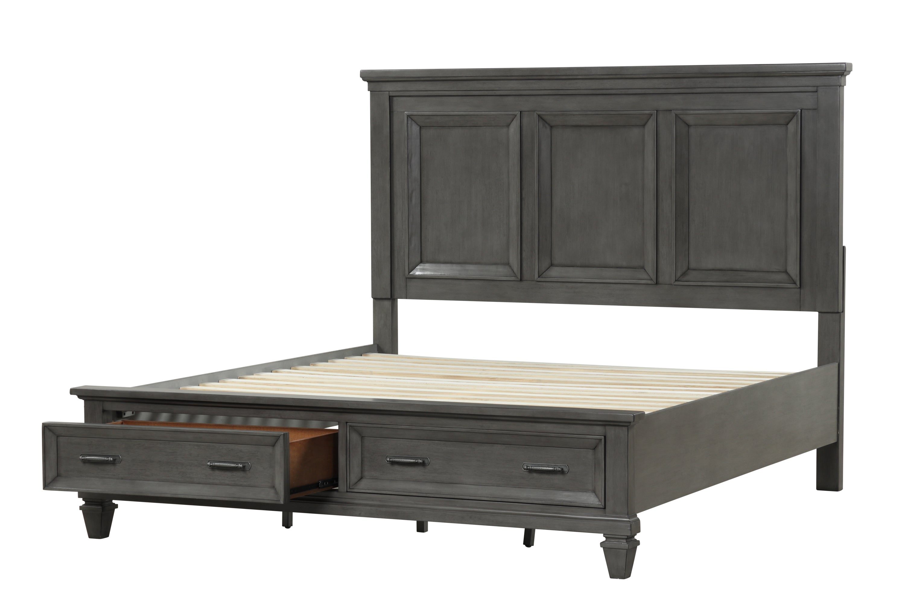 Hamilton King 4 Piece Storage Bedroom Set in Gray made with Engineered Wood - Atlantic Fine Furniture Inc