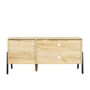 Mid-century modern TV cabinet wooden TV console media cabinet with storage space and brown home entertainment center for living room, bedroom and office,oak - Atlantic Fine Furniture Inc