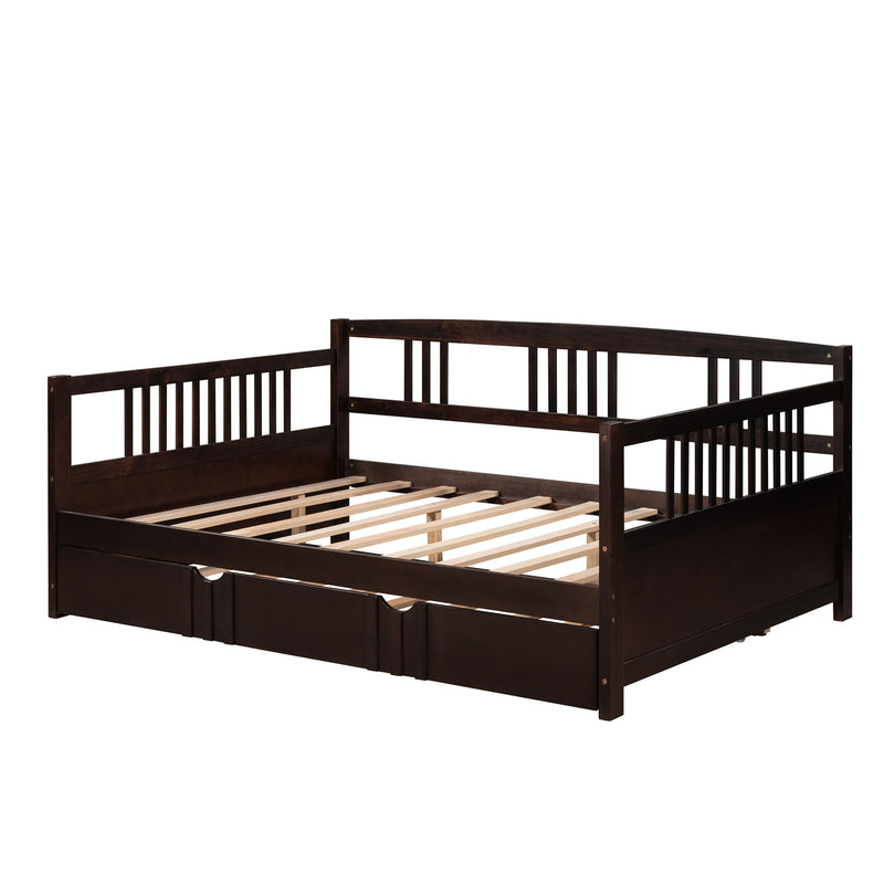 Daybed Wood Bed With Size Trundle - Espresso
