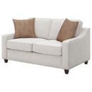 Christine - Upholstered Sloped Arm Loveseat - Beige - Atlantic Fine Furniture Inc