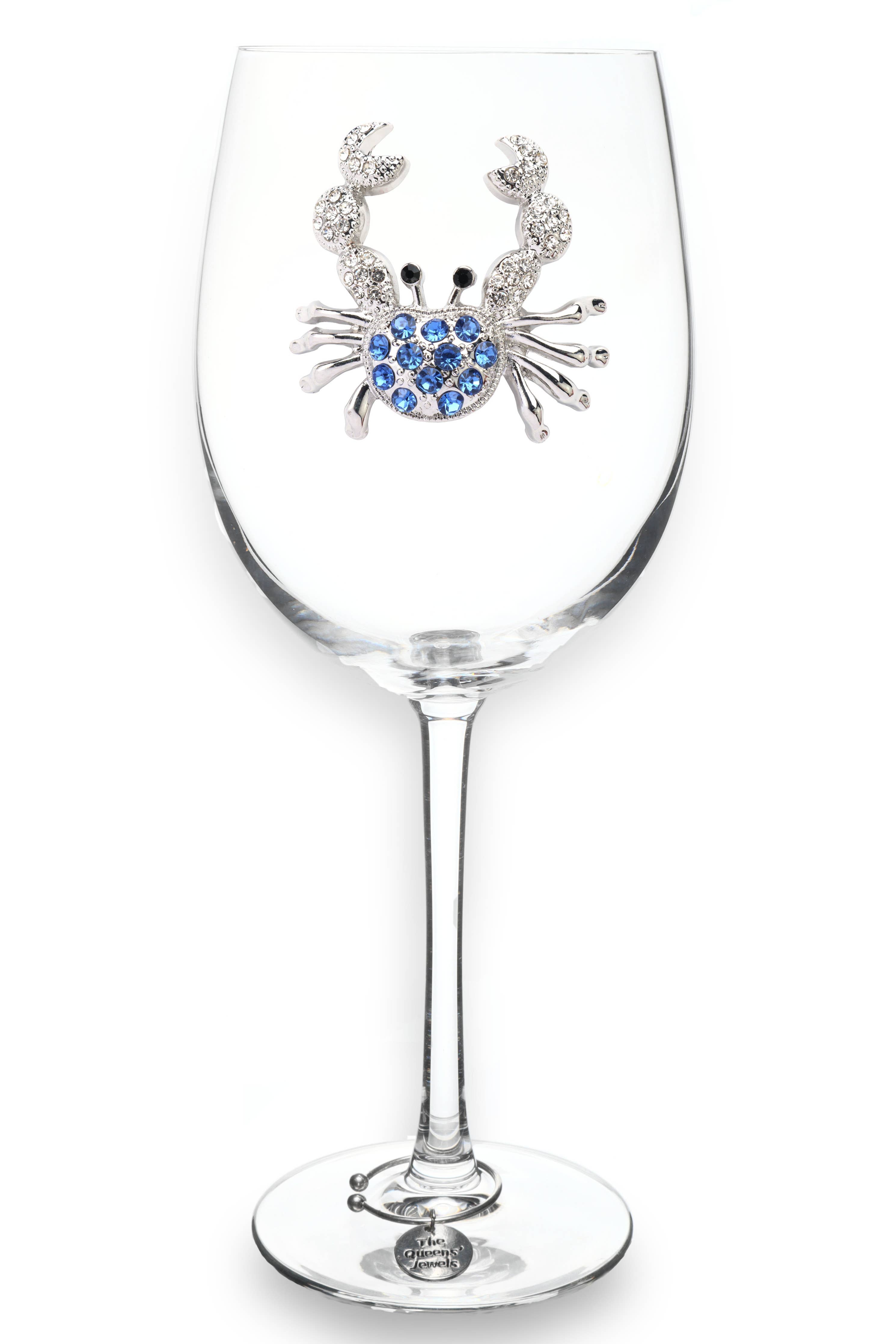 Blue Crab Jeweled Stemmed Wine Glass - Atlantic Fine Furniture Melbourne FL