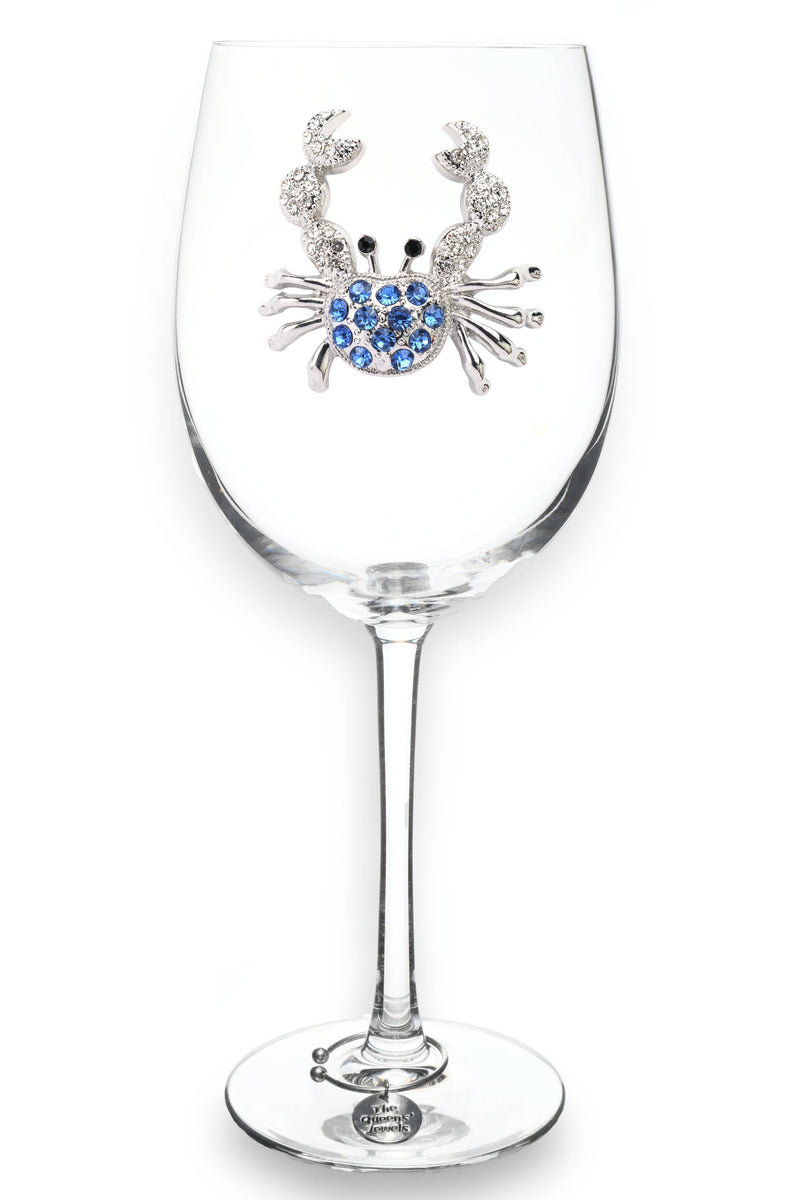 Blue Crab Jeweled Stemmed Wine Glass