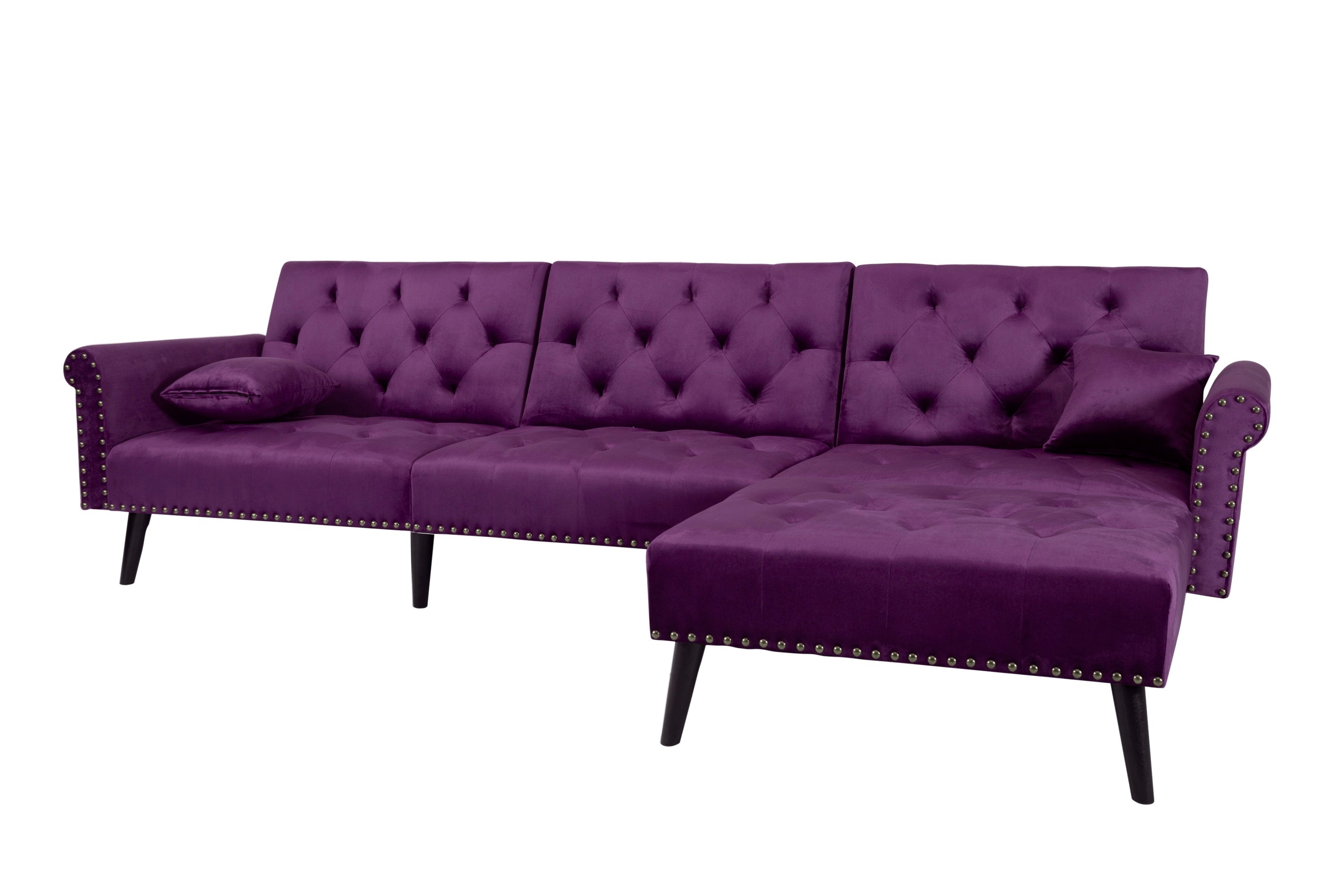 Convertible Sofa bed sleeper Purple velvet（W223S00001、W223S00455、W223S00711） - Atlantic Fine Furniture Inc