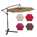 Tan 10 ft Outdoor Patio Umbrella Solar Powered LED Lighted Sun Shade Market Waterproof 8 Ribs Umbrella with Crank and Cross Base for Garden Deck Backyard Pool Shade Outside Deck Swimming Pool - Atlantic Fine Furniture Inc