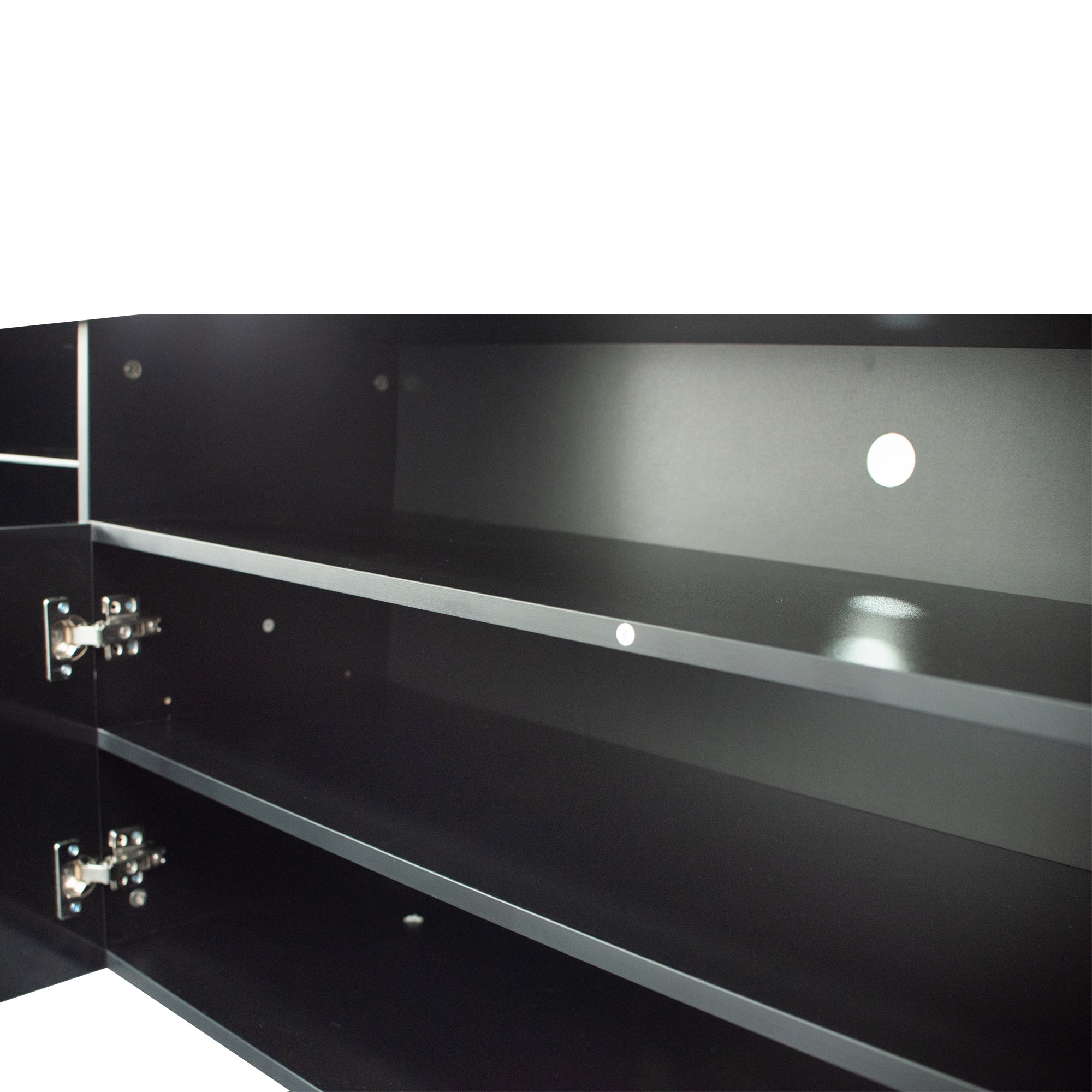 FURNITURE & TV Stand Matte Body High Gloss Doors Modern TV Stand LED,Black - Atlantic Fine Furniture Inc