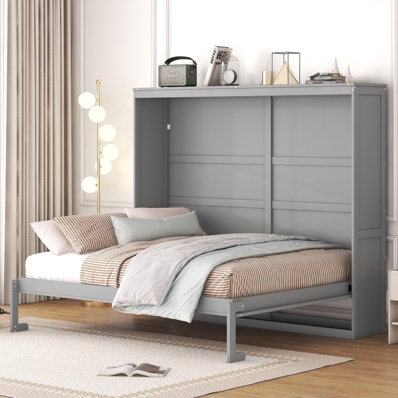 Queen Size Murphy Bed Wall Bed, Gray