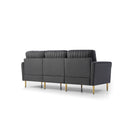 Modern Velvet Upholstered Sofa Couch 3 Seat Channel Tufted Back and Cushion Seat, Metal Legs, Sleeper Sofa for Living Room, Compact Living Space, Apartment, Bonus Room, Grey - Atlantic Fine Furniture Inc
