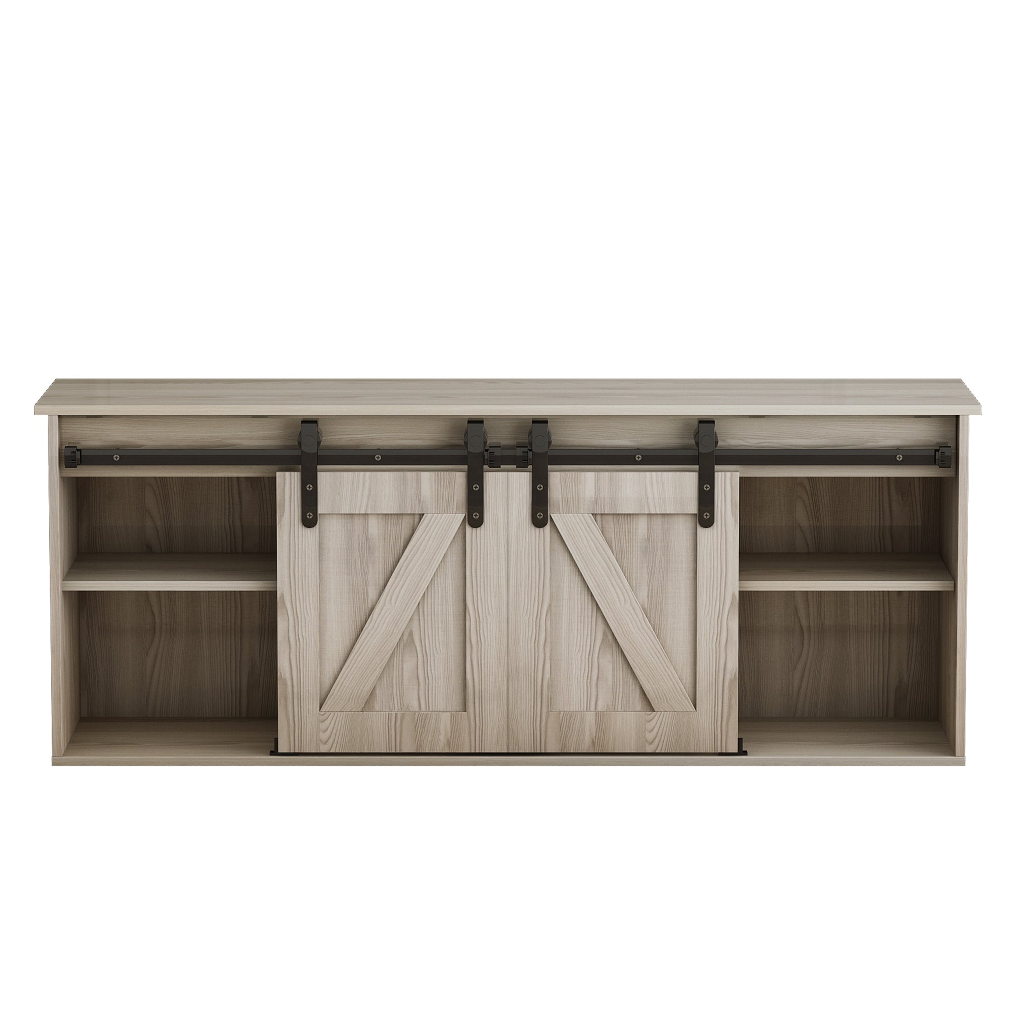 The television cabinet with an electronic fireplace，with Farmhouse Sliding Barn Door ,for TV up to 65 Inch Flat Screen MediaConsoleTable StorageCabinetWood Entertainment CenterSturdycolour：Washed Gray - Atlantic Fine Furniture Inc