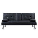 Modern Faux Leather Loveseat Sofa Bed with Cup Holders , Convertible Folding Sleeper Couch Bed . - Atlantic Fine Furniture Inc