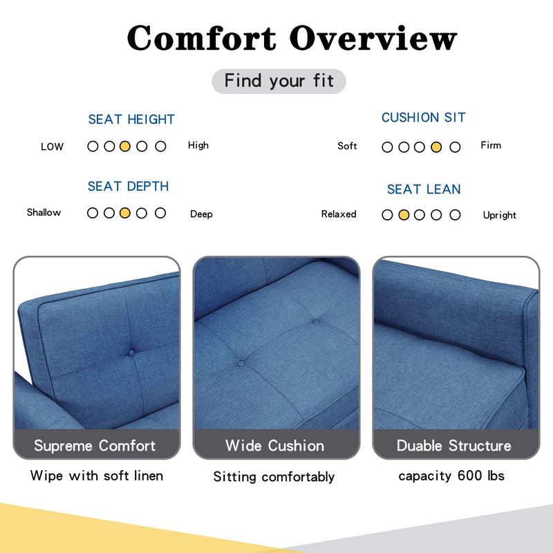 Orisfur. 48" Convertible Sleeper Sofa Bed, Multi-Functional Adjustable Single Bed Chair  with USB Port and 2 Pillows for Small Space - Atlantic Fine Furniture Inc