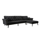 Convertible Sofa bed sleeper Navy Black velvet (same as W223S00869、W223S00706、W223S00457。Size difference, See Details in page.) - Atlantic Fine Furniture Inc