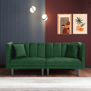 FUTON SOFA SLEEPER GREEN VELVET PLASTIC LEGS(same as W223S01166) - Atlantic Fine Furniture Inc