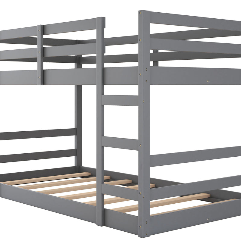 Twin Over Twin Bunk Bed With Ladder, Gray