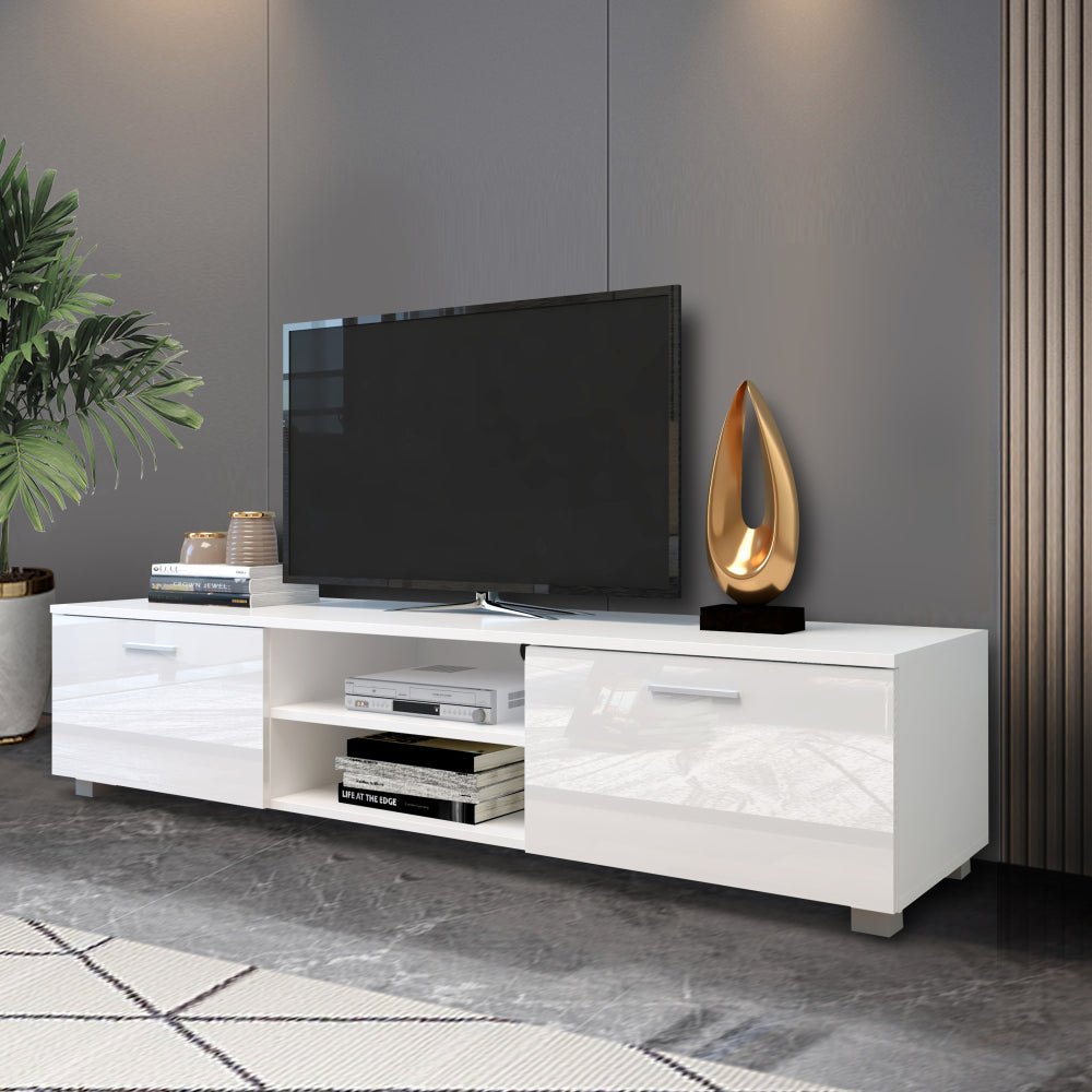 White TV Stand for 70 Inch TV Stands, Media Console Entertainment Center Television Table, 2 Storage Cabinet with Open Shelves for Living Room Bedroom - Atlantic Fine Furniture Inc