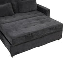 Linen Upholstered Sleeper Bed , Pull Out Sofa Bed Couch attached two throw pillows,Dual USB Charging Port and Adjustable Backrest for Living Room Space，Black - Atlantic Fine Furniture Inc