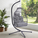Outdoor Patio Wicker Folding Hanging Chair,Rattan Swing Hammock Egg Chair With Cushion And Pillow - Atlantic Fine Furniture Inc