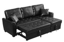Black PU leather upholstered sleeper sofa combination - Atlantic Fine Furniture Inc