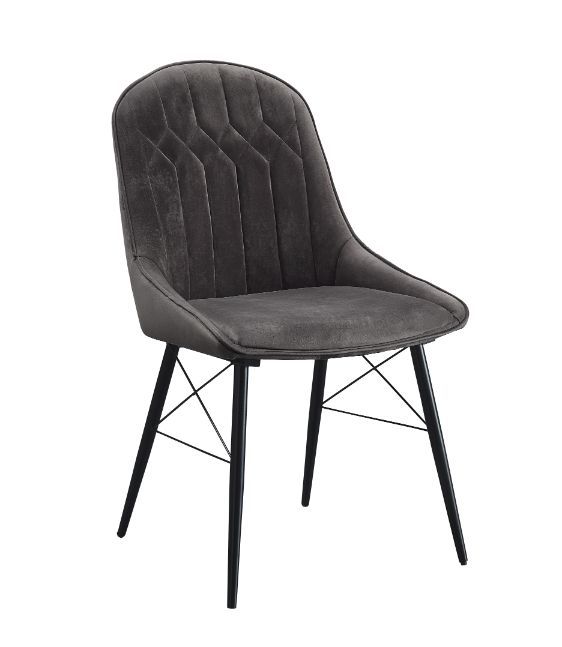 Abraham - Side Chair (Set of 2) - Gray Fabric & Black Finish - Atlantic Fine Furniture Inc