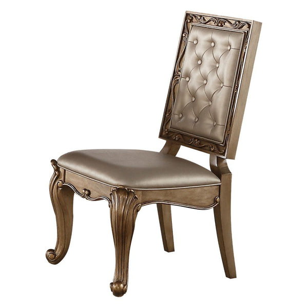 Orianne - Side Chair (Set of 2) - Champagne PU & Antique Gold - Atlantic Fine Furniture Inc