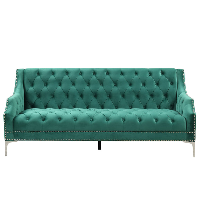 78" Modern Sofa Dutch Plush Upholstered Sofa With Metal Legs, Button Tufted Back Green