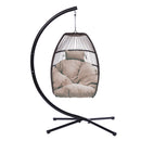 Outdoor Patio Wicker Folding Hanging Chair,Rattan Swing Hammock Egg Chair With C Type Bracket , With Cushion And Pillow - Atlantic Fine Furniture Inc