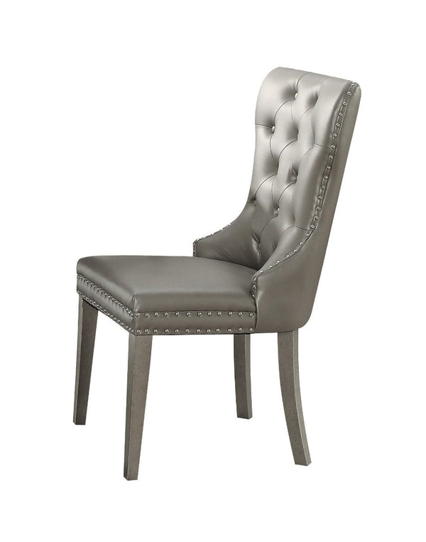 Kacela - Side Chair (Set of 2) - Silver PU & Antique Silver Finish