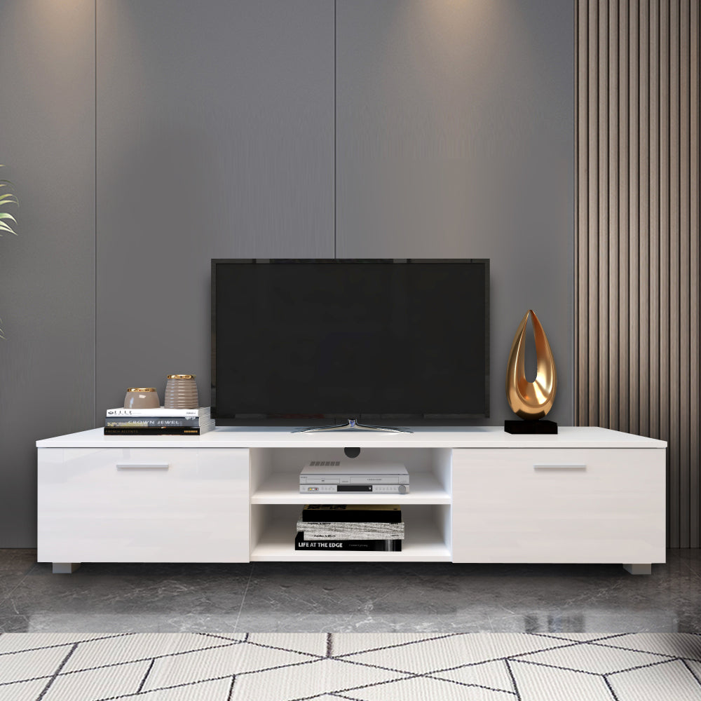 White TV Stand for 70 Inch TV Stands, Media Console Entertainment Center Television Table, 2 Storage Cabinet with Open Shelves for Living Room Bedroom - Atlantic Fine Furniture Inc