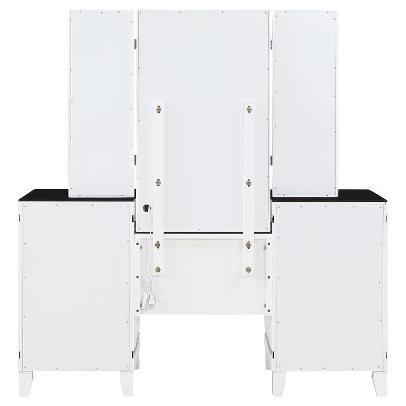 Talei - 6-Drawer Vanity Set With Hollywood Lighting - Black And White