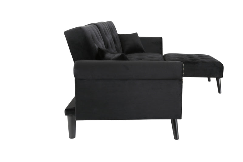 Convertible Sofa bed sleeper Black velvet (same as W223S01589。Size difference, See Details in page.) - Atlantic Fine Furniture Inc