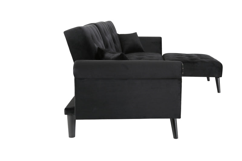 Convertible Sofa bed sleeper Black velvet (same as W223S01589。Size difference, See Details in page.)