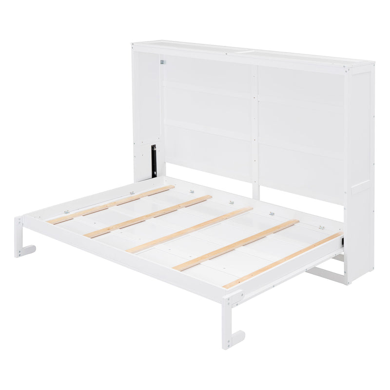 Queen Size Murphy Bed Wall Bed, White