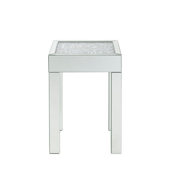 Noralie - End Table With Glass Top - Pearl Silver - Wood - 24"