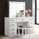 Felicity - Upholstered Vanity Stool - Metallic And Glossy White - Atlantic Fine Furniture Inc