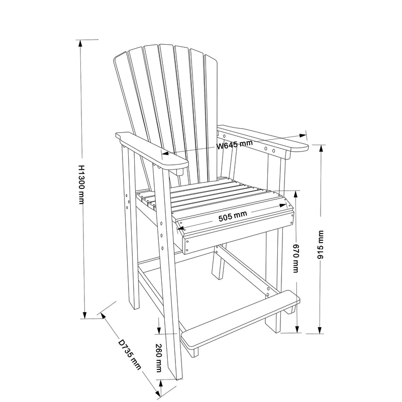 HDPE Bar Chair, White + Gray, Set of 2