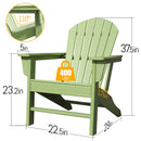 HDPE Adirondack Chair Sunlight Resistant No-Fading Snowstorm Resistant Outdoor Chair Patio Chairs-Ergonomic Comfort, Like Real Wood, Widely Used for Fire Pits, Decks, Gardens - Apple Green - Atlantic Fine Furniture Inc