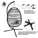 Hanging Egg Chair with Stand Outdoor Patio Swing Egg Chair Indoor Folding Egg Chair, Waterproof Cushion, Folding Rope Back, Heavy Duty C-Stand, 330LBS Capacity - Atlantic Fine Furniture Inc