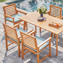 Waimea Honey 7-Piece Slatted Eucalyptus Wood Patio Dining Set with Cushion - Atlantic Fine Furniture Inc