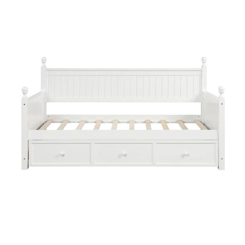 Wood Daybed With Three Drawers, Twin Size Daybed, No Box Spring Needed, White