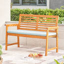 Waimea Honey Slatted Eucalyptus Wood Garden Bench with Cushion - Atlantic Fine Furniture Inc