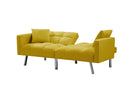 FUTON SOFA SLEEPER YELLOW VELVET WITH 2 PILLOWS - Atlantic Fine Furniture Inc