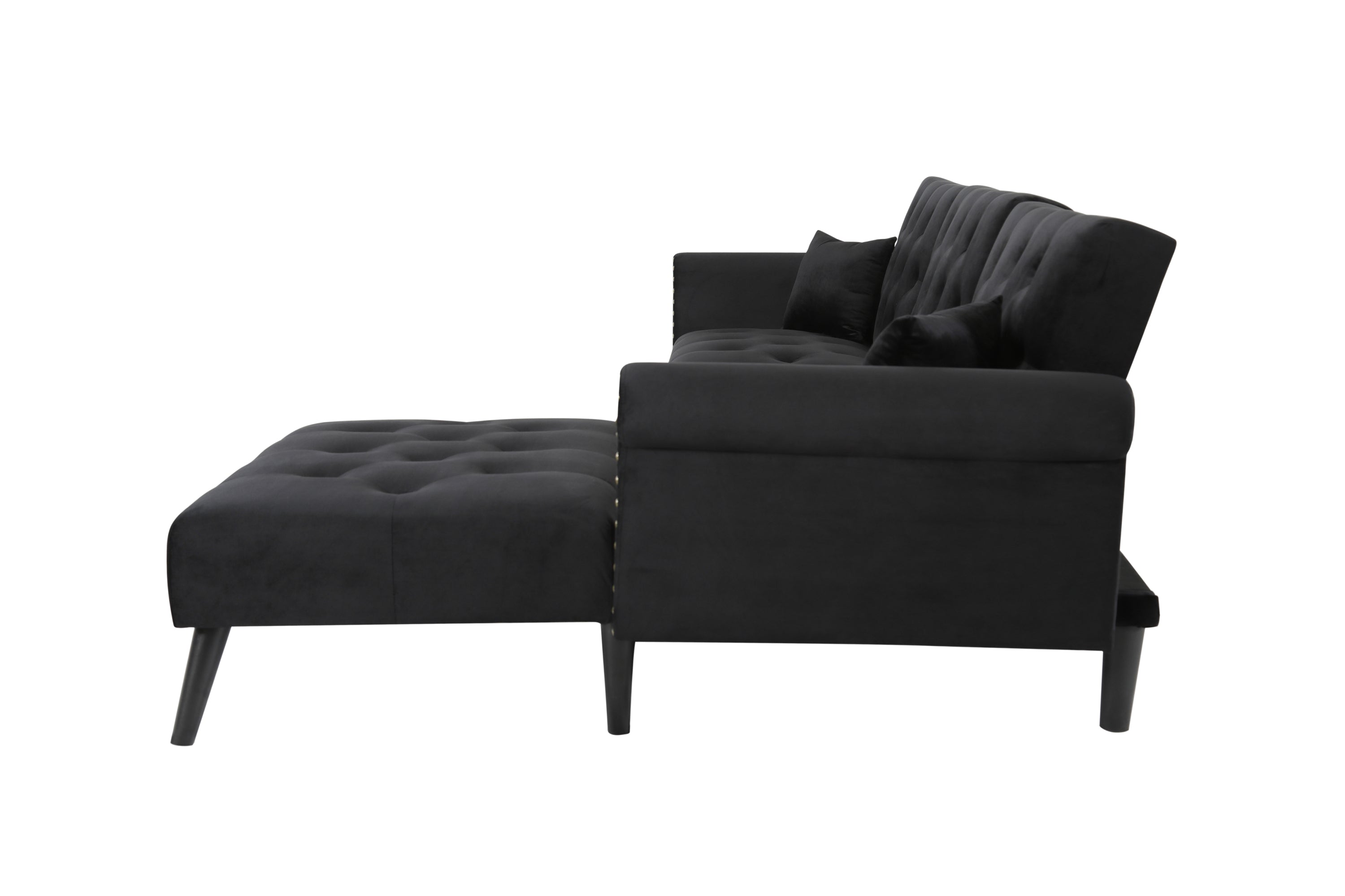 Convertible Sofa bed sleeper Black velvet (same as W223S01589。Size difference, See Details in page.) - Atlantic Fine Furniture Inc