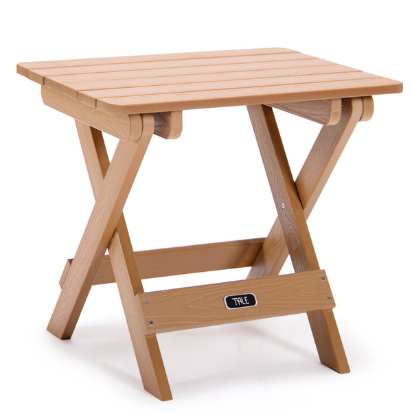 TALE Adirondack Portable Folding Side Table Square All-Weather and Fade-Resistant Plastic Wood Table Perfect for Outdoor Garden, Beach, Camping, Picnics Brown - Atlantic Fine Furniture Inc