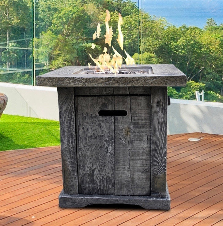 Santiago Wood Look Outdoor Gas Fire Pit - Atlantic Fine Furniture Inc