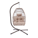 Outdoor Patio Wicker Folding Hanging Chair,Rattan Swing Hammock Egg Chair With Cushion And Pillow - Atlantic Fine Furniture Inc