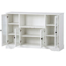 ON-TREND TV Stand for TV up to 60in with 4 Tempered Glass Doors Adjustable Panels Open Style Cabinet, Sideboard for Living room, White (OLD SKU:WF286785AAK) - Atlantic Fine Furniture Inc