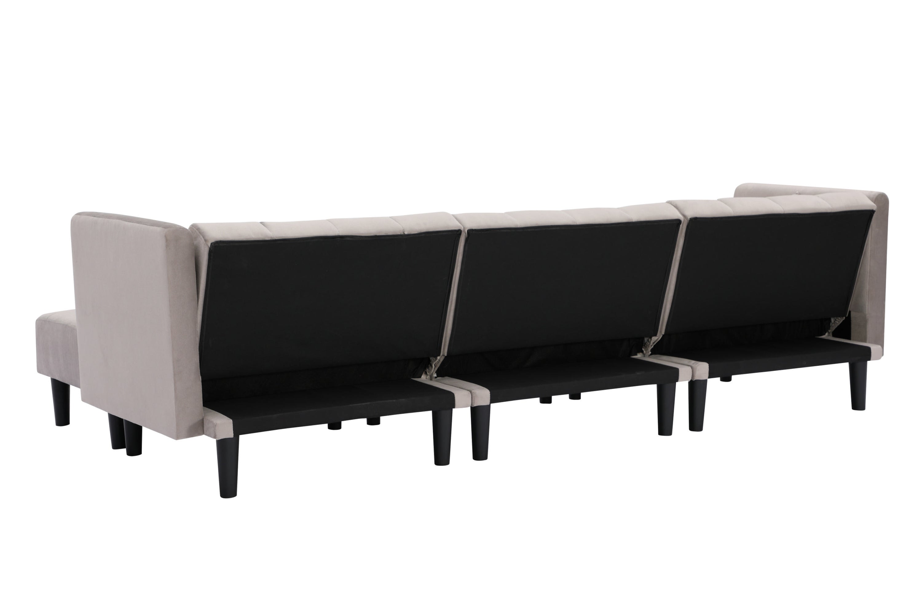 REVERSIBLE SECTIONAL SOFA SLEEPER WITH 2 PILLOWS LIGHT GREY VELVET(W223S00364) - Atlantic Fine Furniture Inc