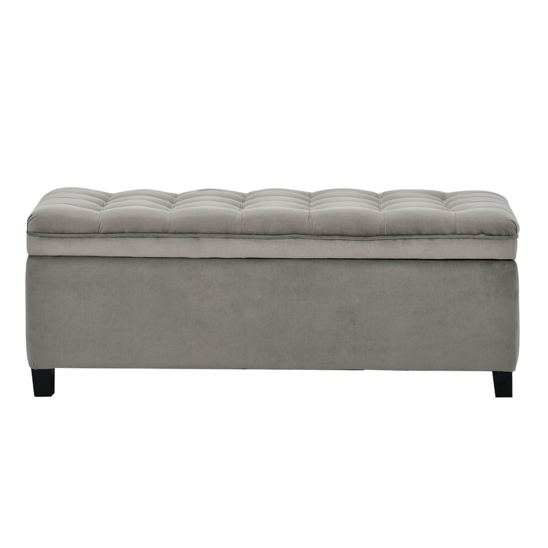 Upholstered Flip Top Storage Bench With Button