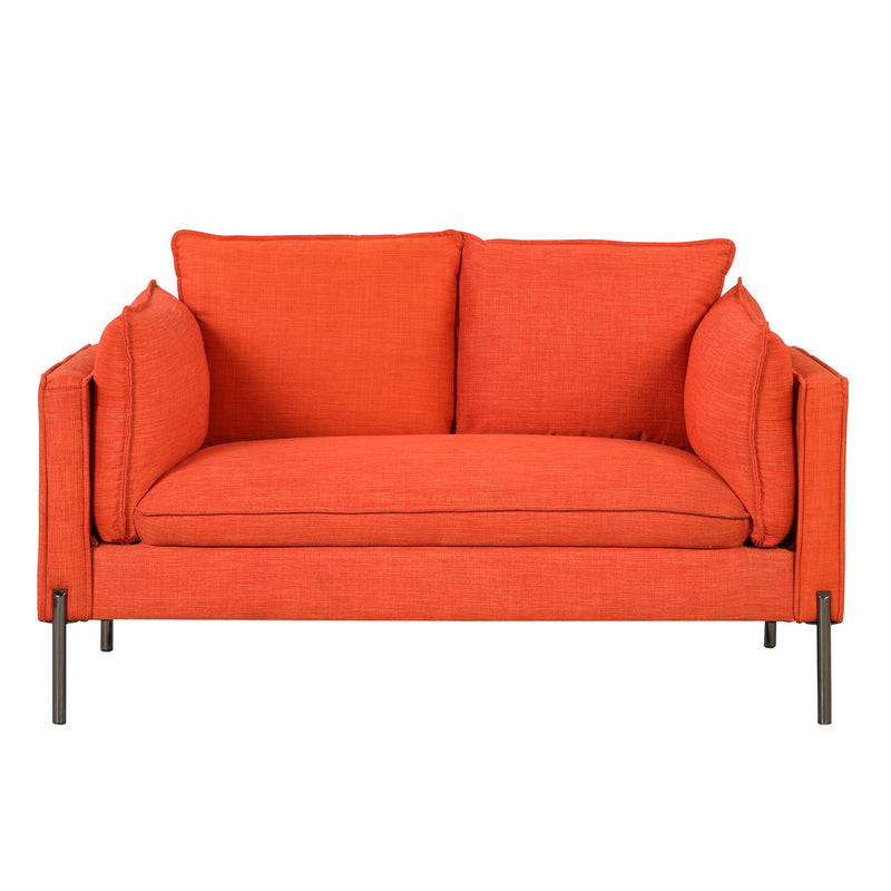 56" Modern Style Sofa Linen Fabric Loveseat Small Love Seats Couch For Small Spaces, Living Room, Apartment - Orange