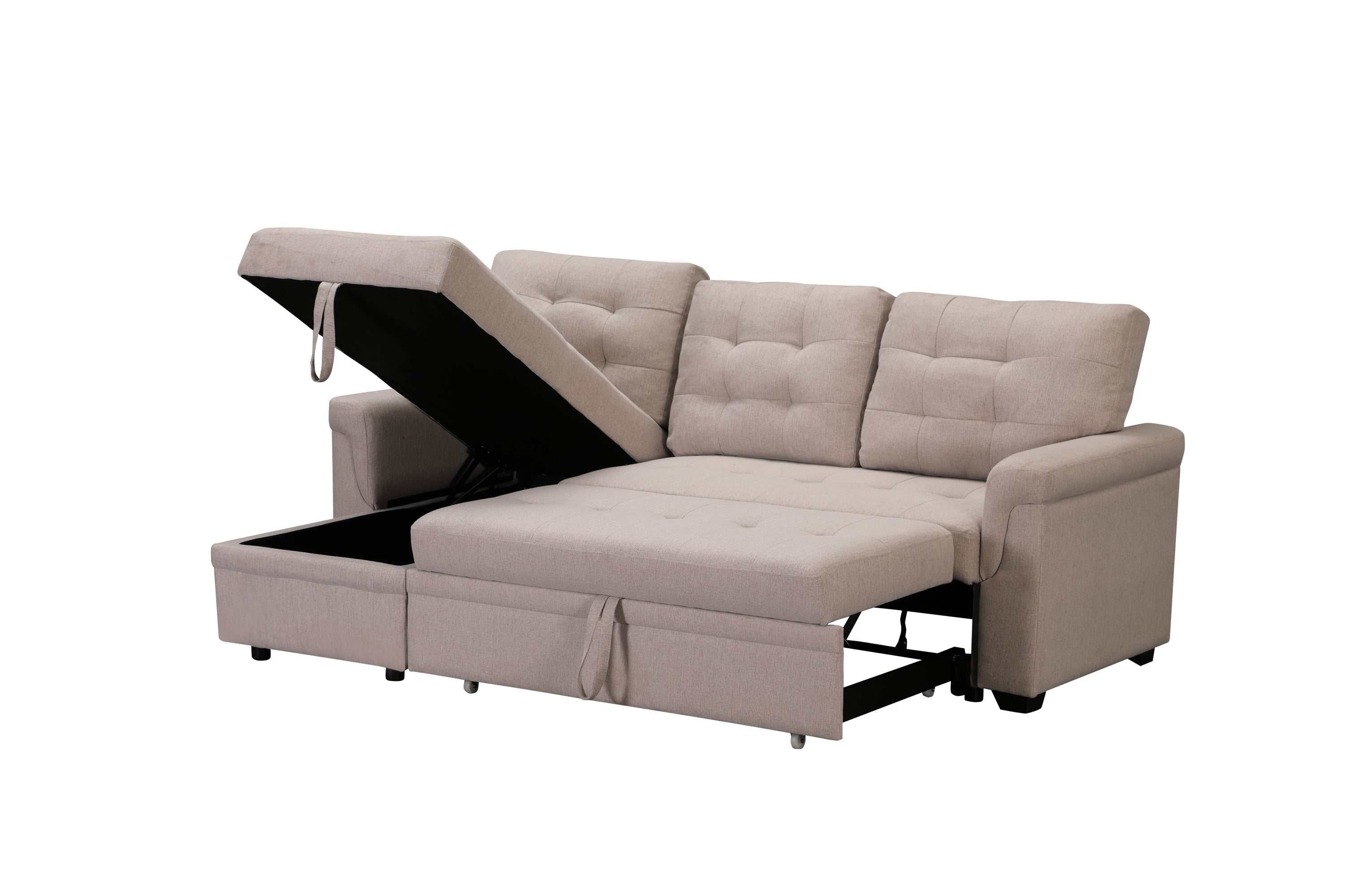 Upholstery Sleeper Sectional Sofa Beige - Atlantic Fine Furniture Inc