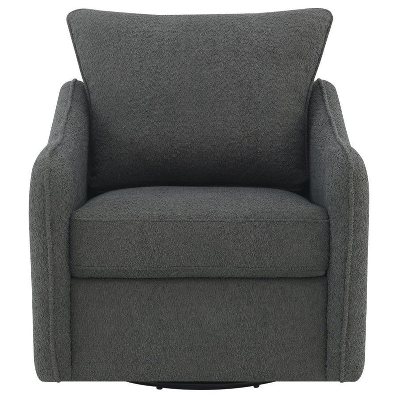 Madia - Boucle Upholstered Swivel Glider Chair - Charcoal Grey